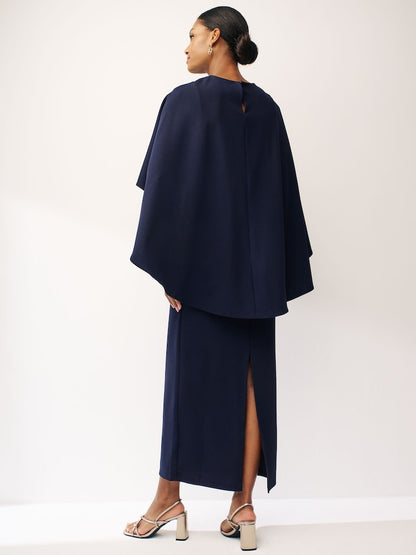 Next Navy Blue Cape Maxi Dress
