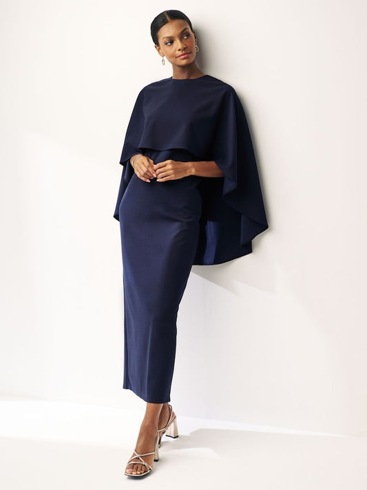 Next Navy Blue Cape Maxi Dress