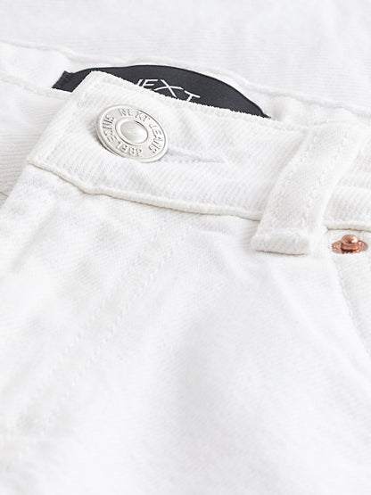 White Ripped Denim Bermuda Shorts