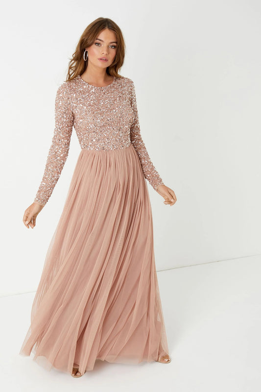 Long Sleeve Deluxe Dress Blush Pink