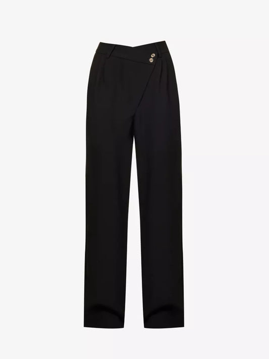 Georgina Wide Leg Mid-rise Stretch Woven Trousers