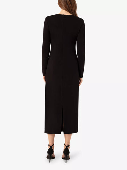 Twisted Waist Shoulder Pad Maxi Dress