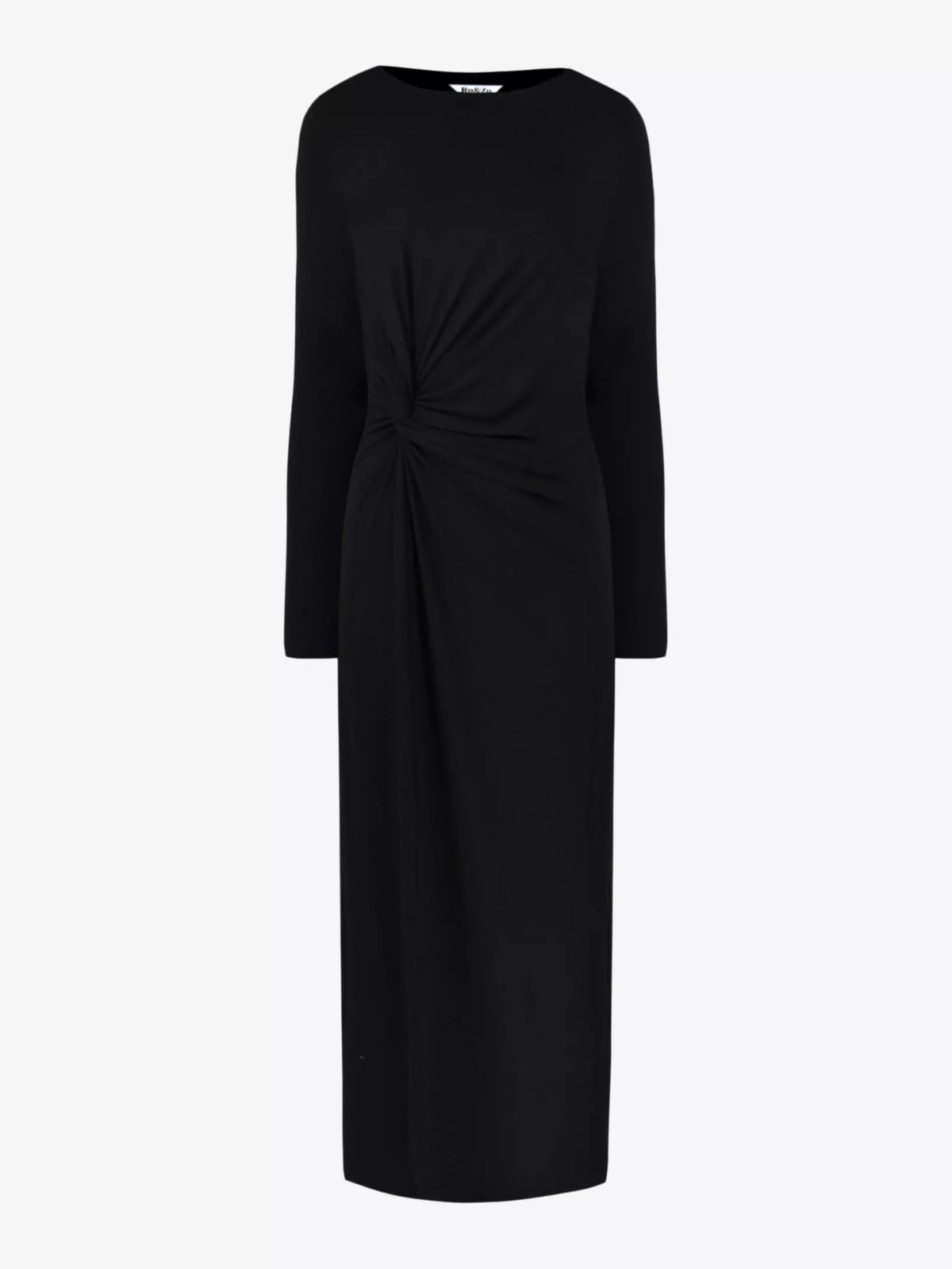 Twisted Waist Shoulder Pad Maxi Dress