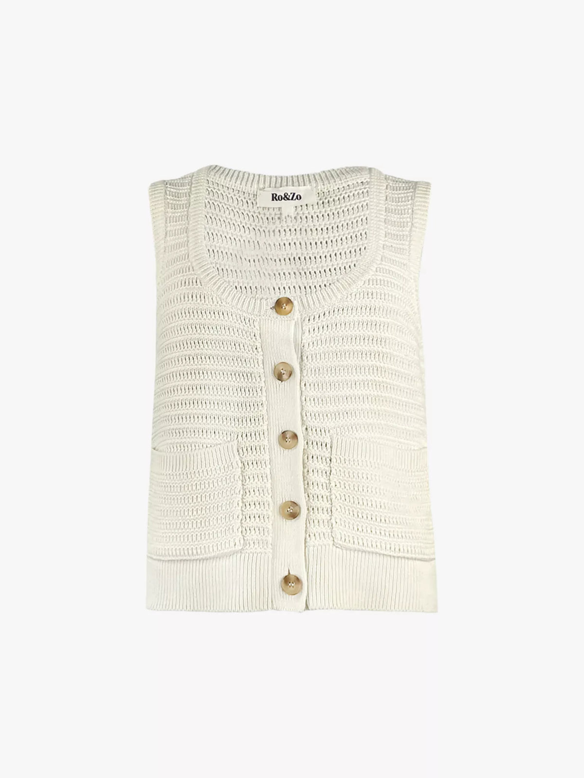 Knitted Scoop Neck Button Down Cotton Vest