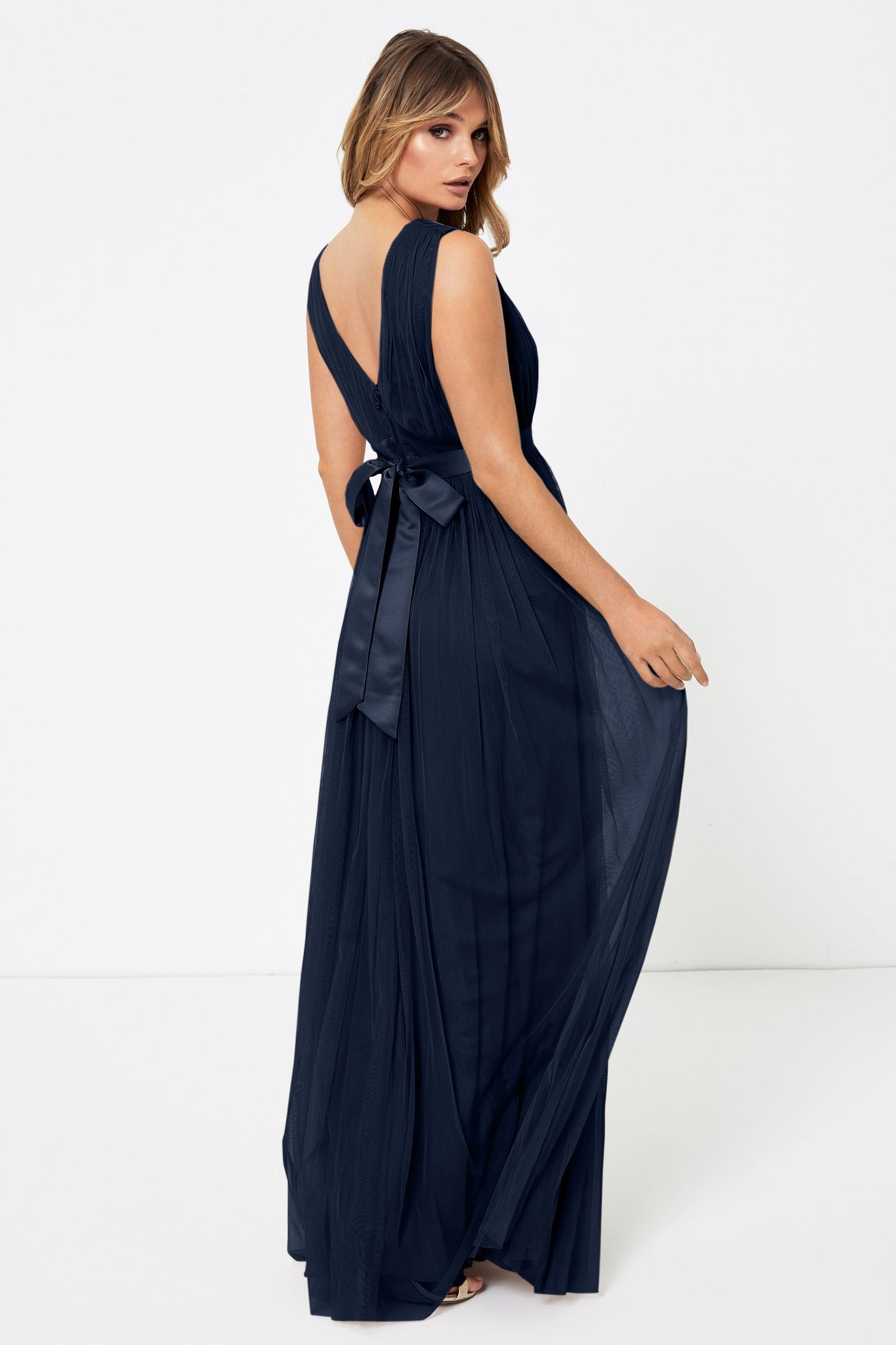 Navy Tulle Maxi Dress