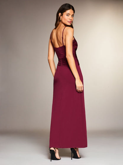 Red Applique Lace Cami Maxi Dress