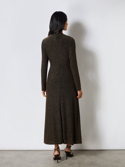 Gold Sparkle Jersey Keyhole Front Dress