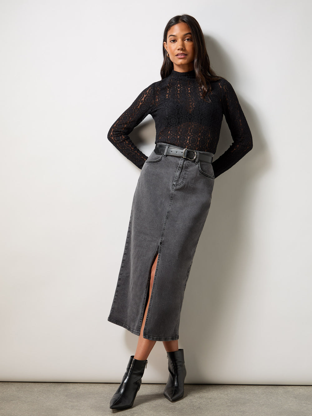 Grey Wide Leg Skirt