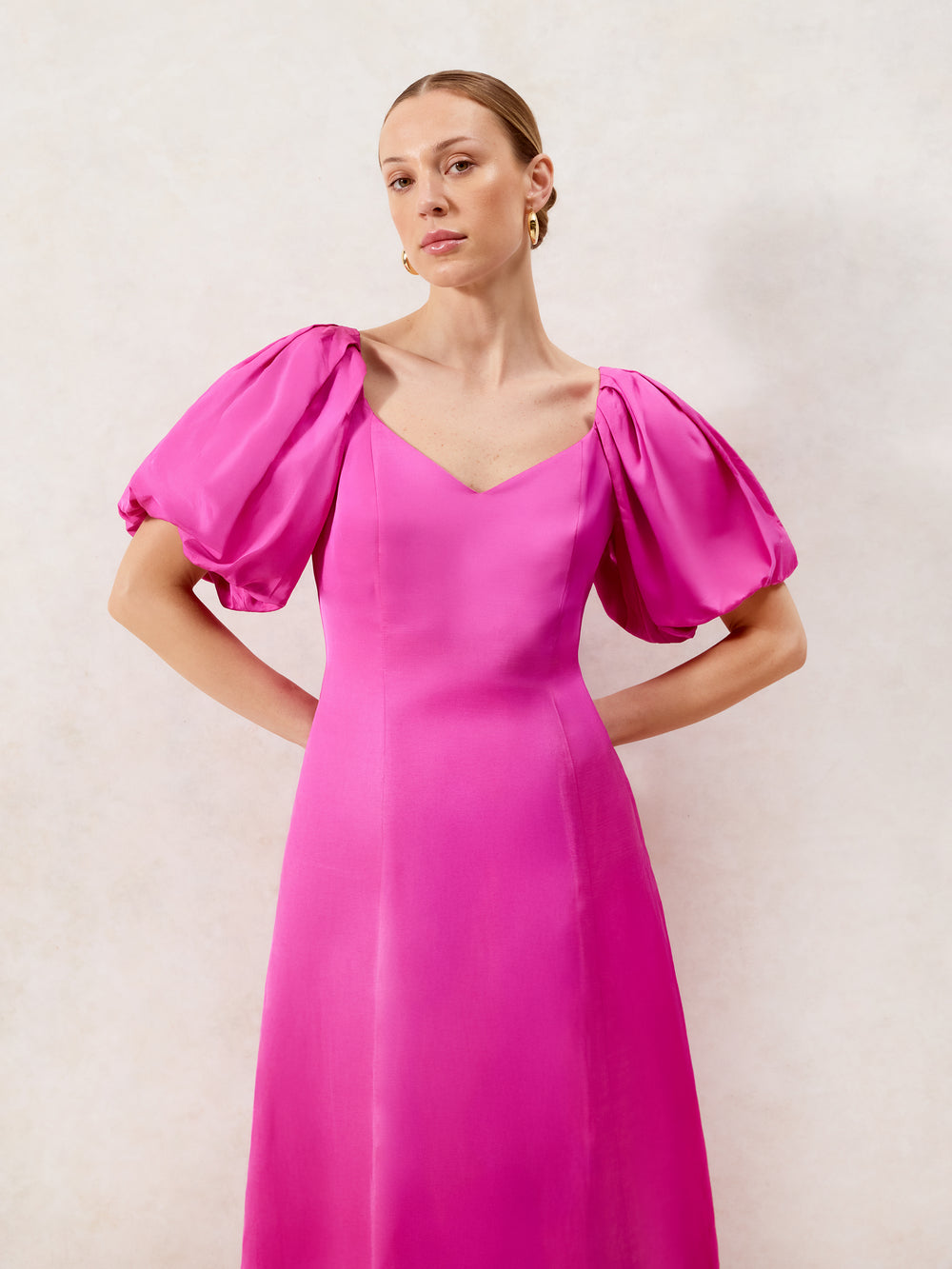 Yasmin Pink Puff Sleeve Dress