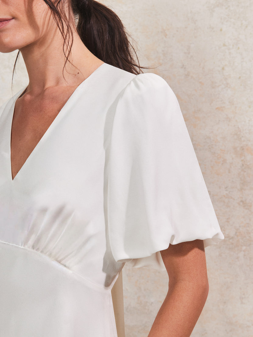 White Blas Cut Tie Back Midi Dress