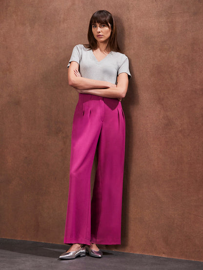 Pink High Waist Wide Leg Trouser