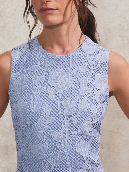 Petite Blue Lace Column Dress