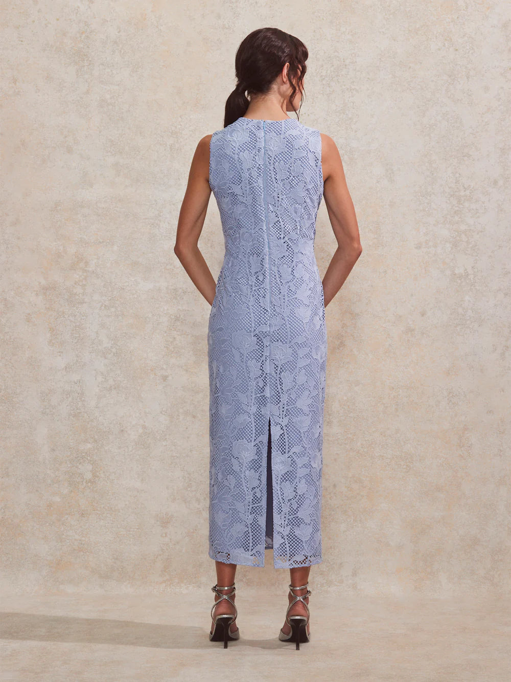 Petite Blue Lace Column Dress