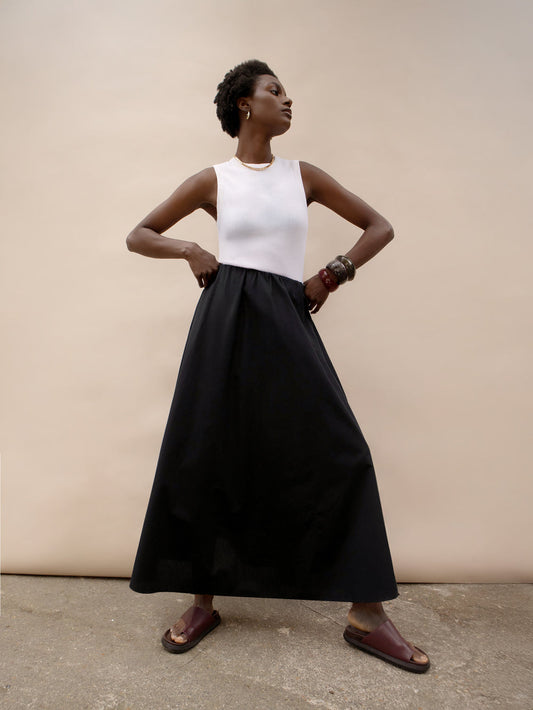 Black Cotton Poplin Skirt
