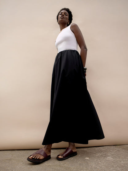 Black Cotton Poplin Skirt