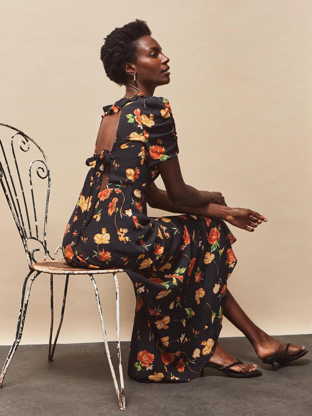 Floral Print Tie Back Dress