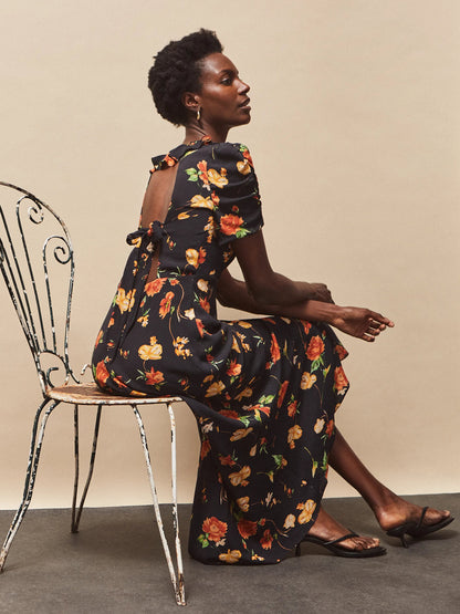 Floral Print Tie Back Dress