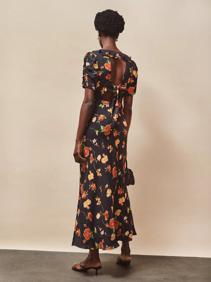 Floral Print Tie Back Dress