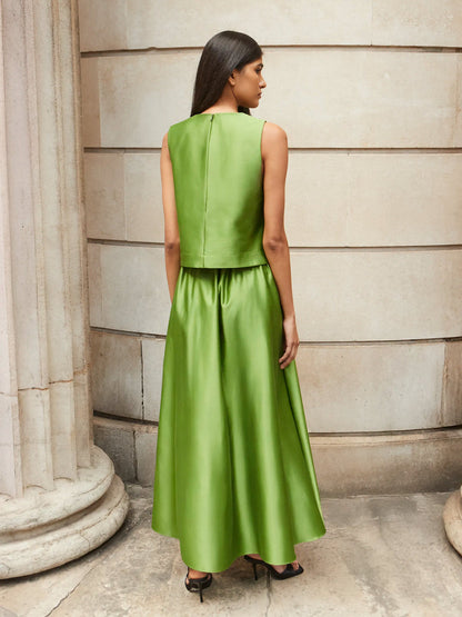 Green Satin Full Skirt