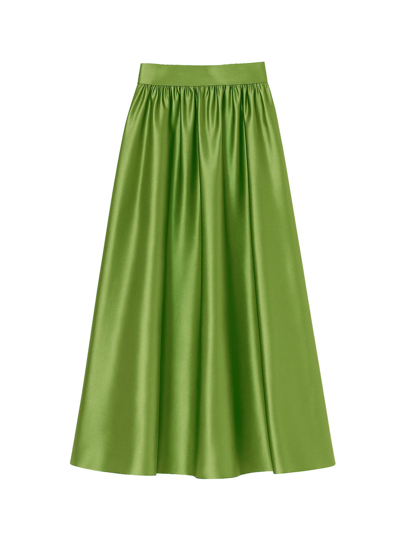 Green Satin Full Skirt