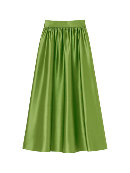 Green Satin Full Skirt