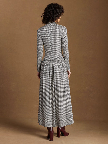 Houndstooth Jersey Dropped Waist Dress