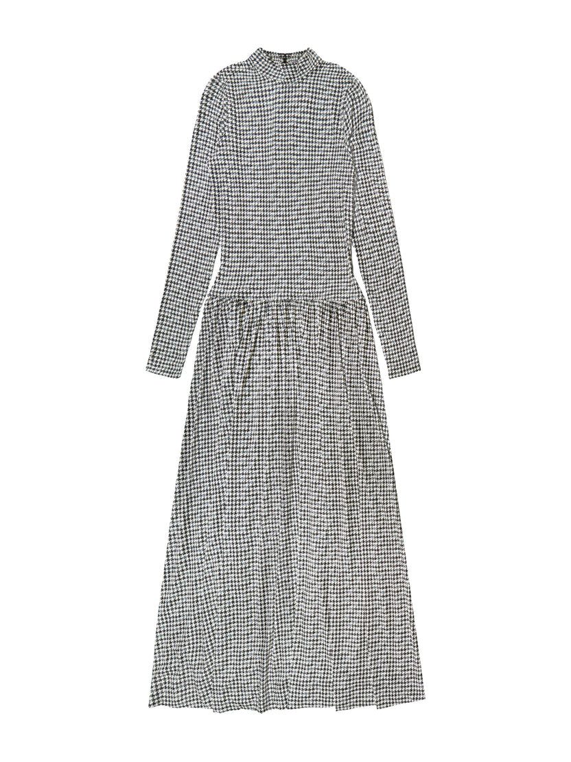 Houndstooth Jersey Dropped Waist Dress