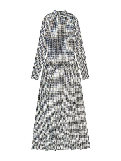 Houndstooth Jersey Dropped Waist Dress