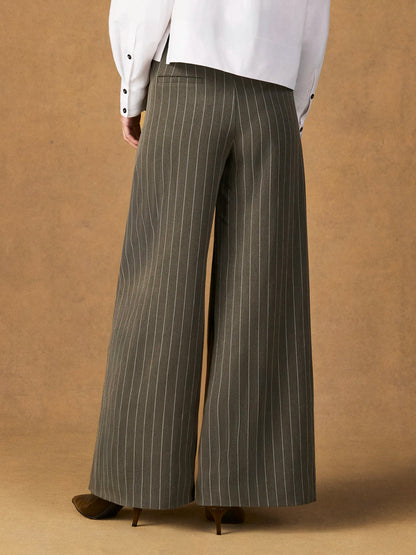 Olive Pinstripe Tailored Trouser