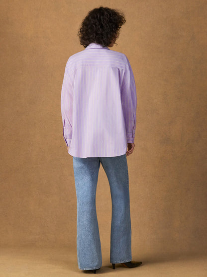 Lilac Stripe Button Side Detail Shirt