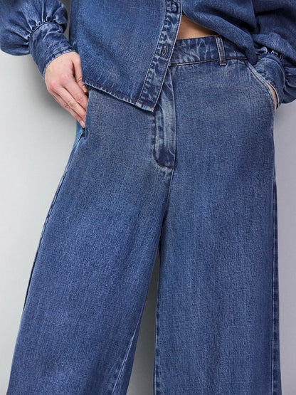 Blue Lyocell Denim Tailored Jeans