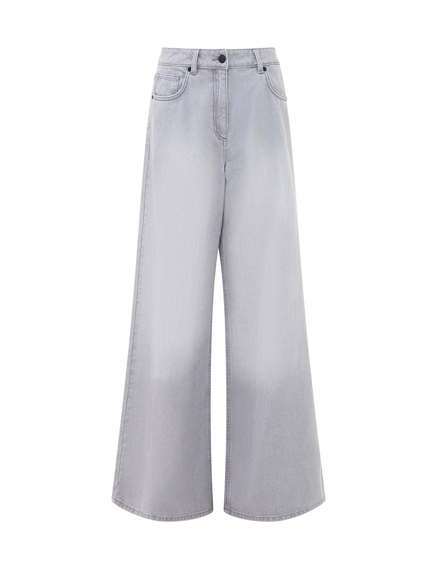 Relaxed pure Cotton Mid Rise Wide Leg Jeans