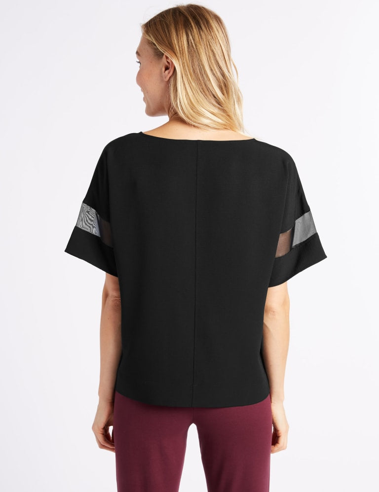 Round Neck Half Sleeve Kimono Shell Top