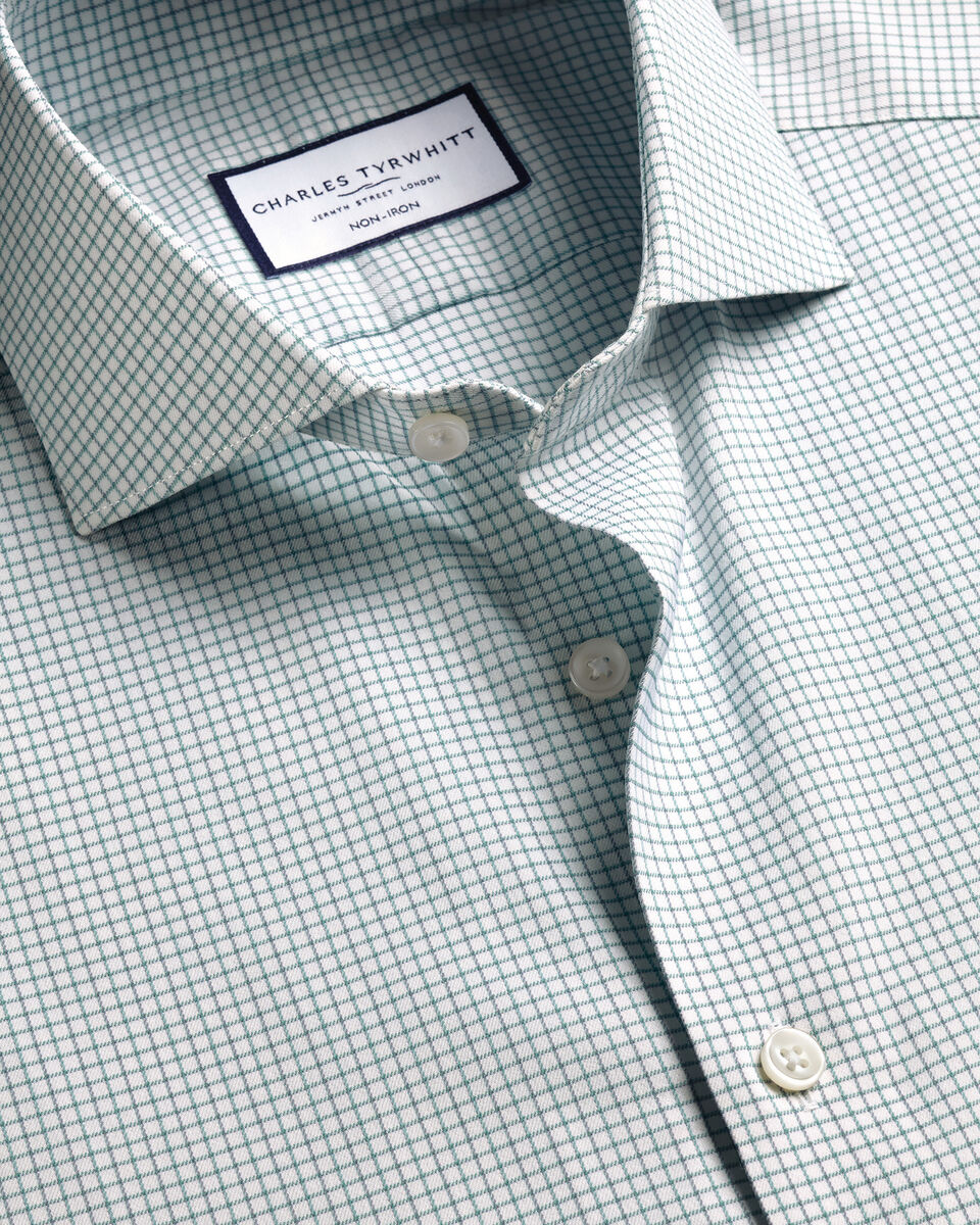Non-Iron Twill Performance Check Shirt - Green