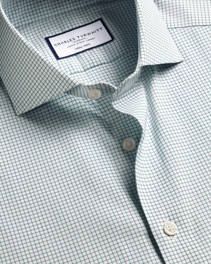 Non-Iron Twill Performance Check Shirt - Green
