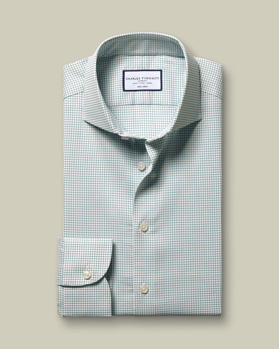 Non-Iron Twill Performance Check Shirt - Green
