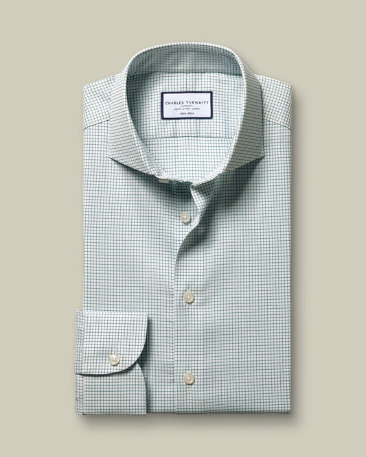 Non-Iron Twill Performance Check Shirt - Green