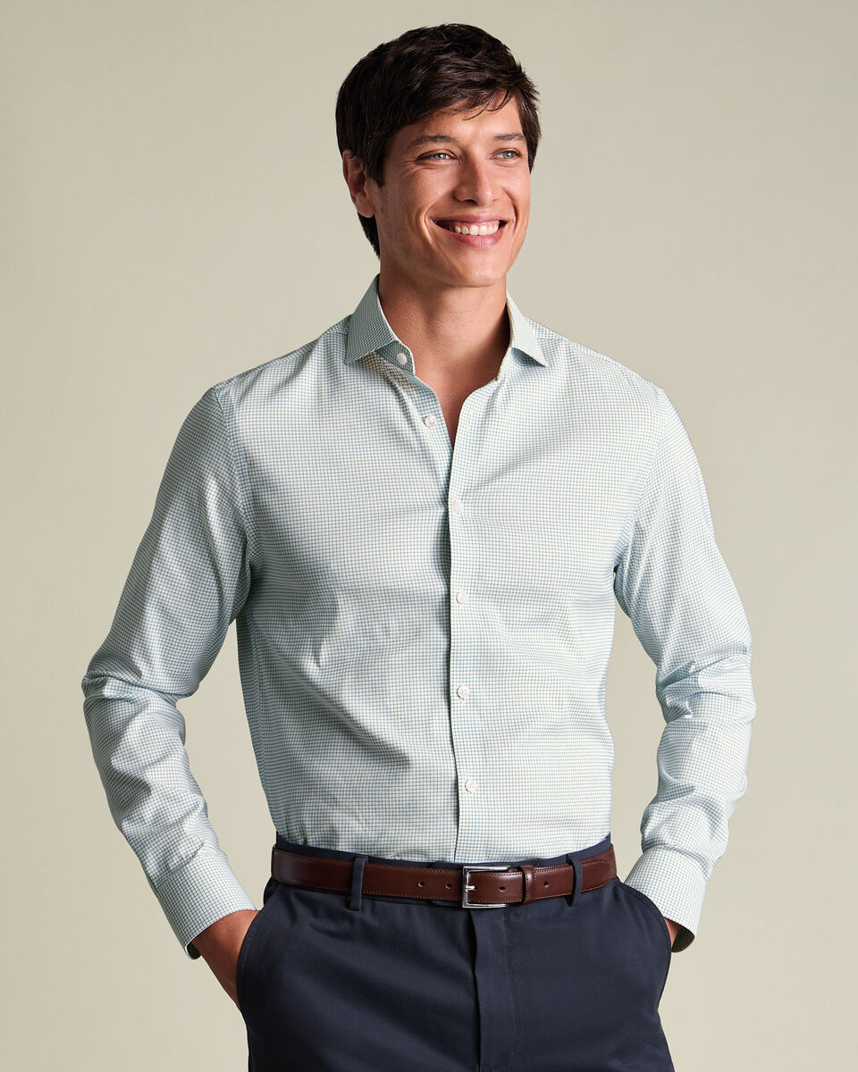Non-Iron Twill Performance Check Shirt - Green