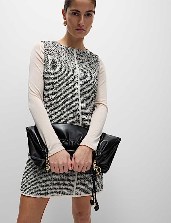 Dogtooth Mini Shift Dress