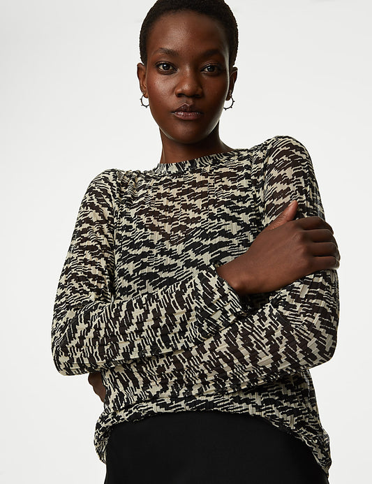 Mesh Jersey Printed Top