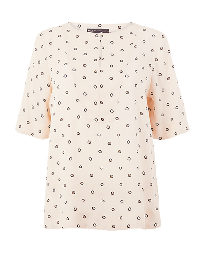 Printed Button Detail Top