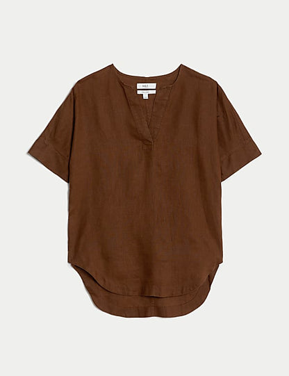 V Neck Popover Blouse