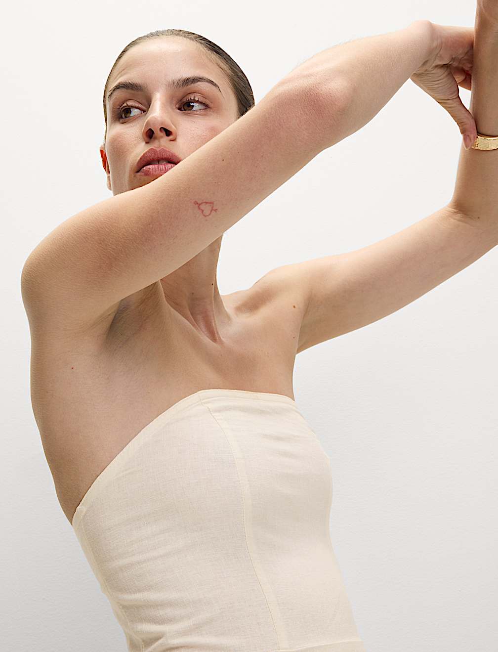 Linen Rich Bandeau Midaxi Dress