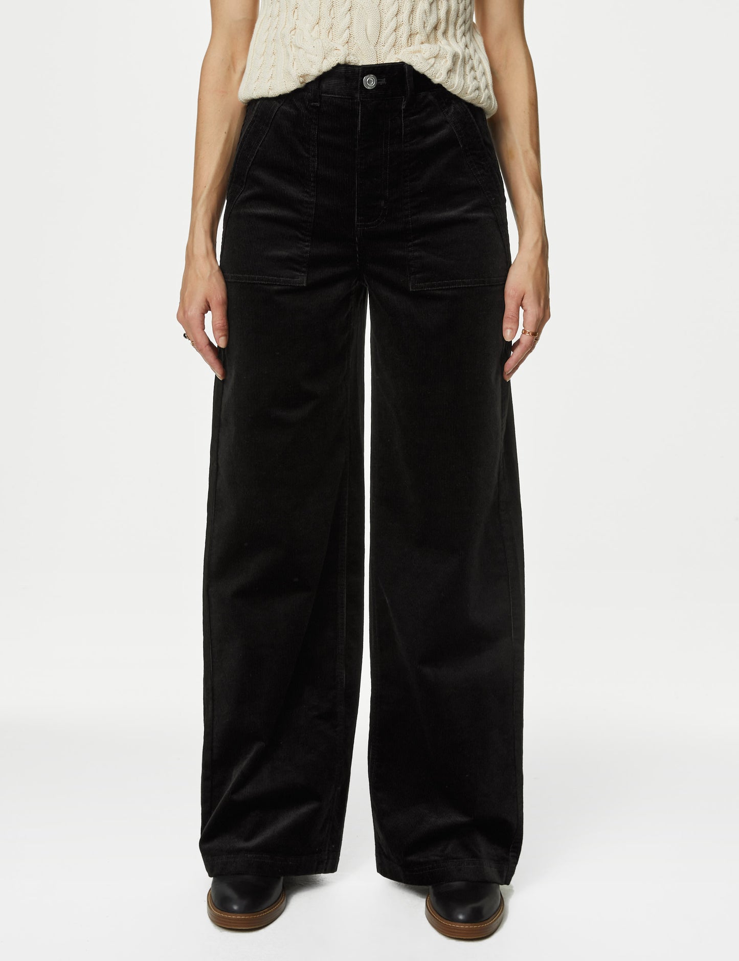 Cord Wide Leg Trouser Black