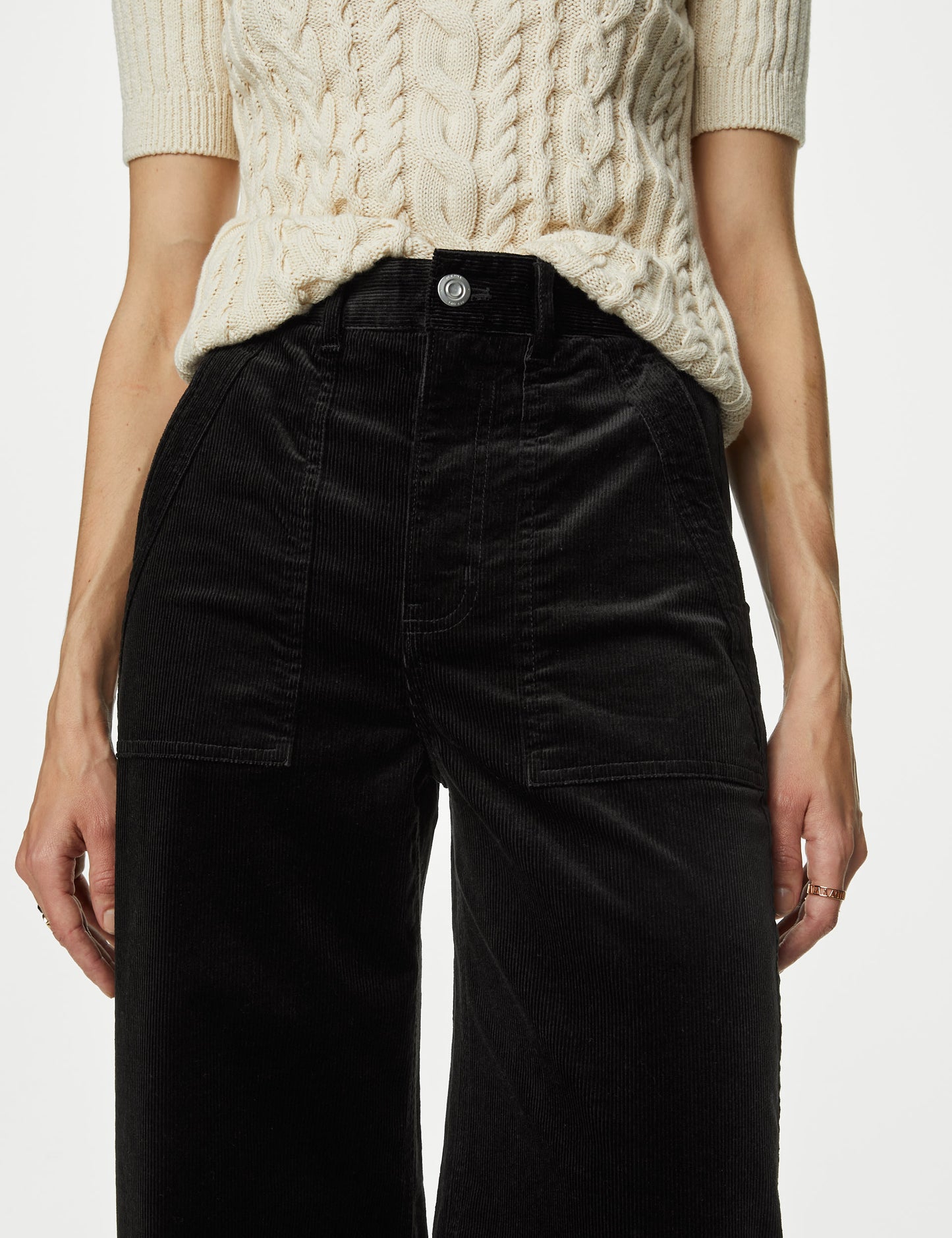 Cord Wide Leg Trouser Black