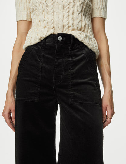 Cord Wide Leg Trouser Black