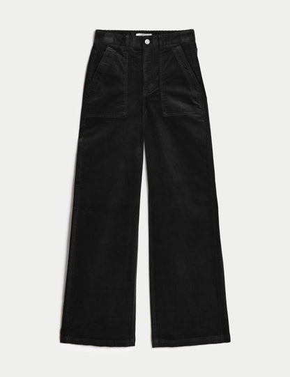 Cord Wide Leg Trouser Black