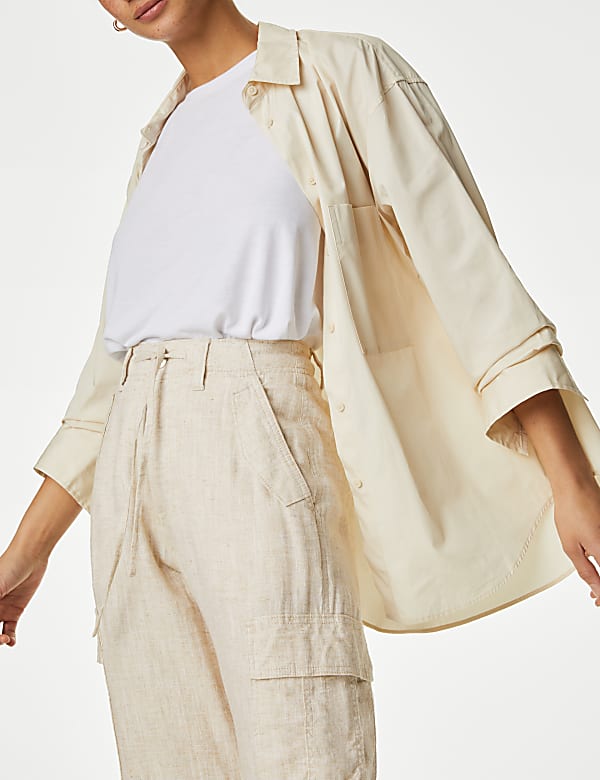 Tall Linen Rich Straight Leg Cargo Trousers