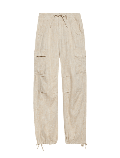 Tall Linen Rich Straight Leg Cargo Trousers