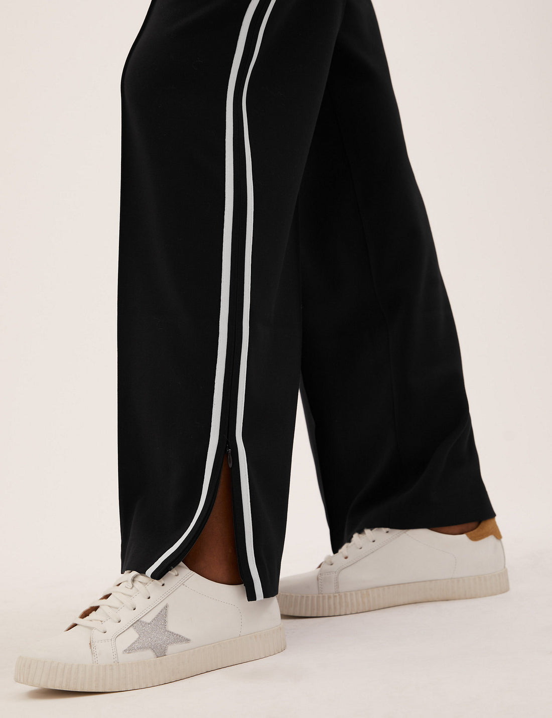 Side Stripe Wide Leg Trousers Black